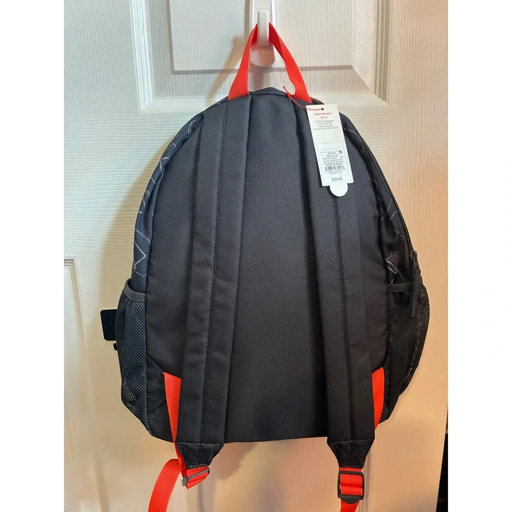 Cat & Jack Kids Basketball Print Backpack Black Orange BG57115VV NEW